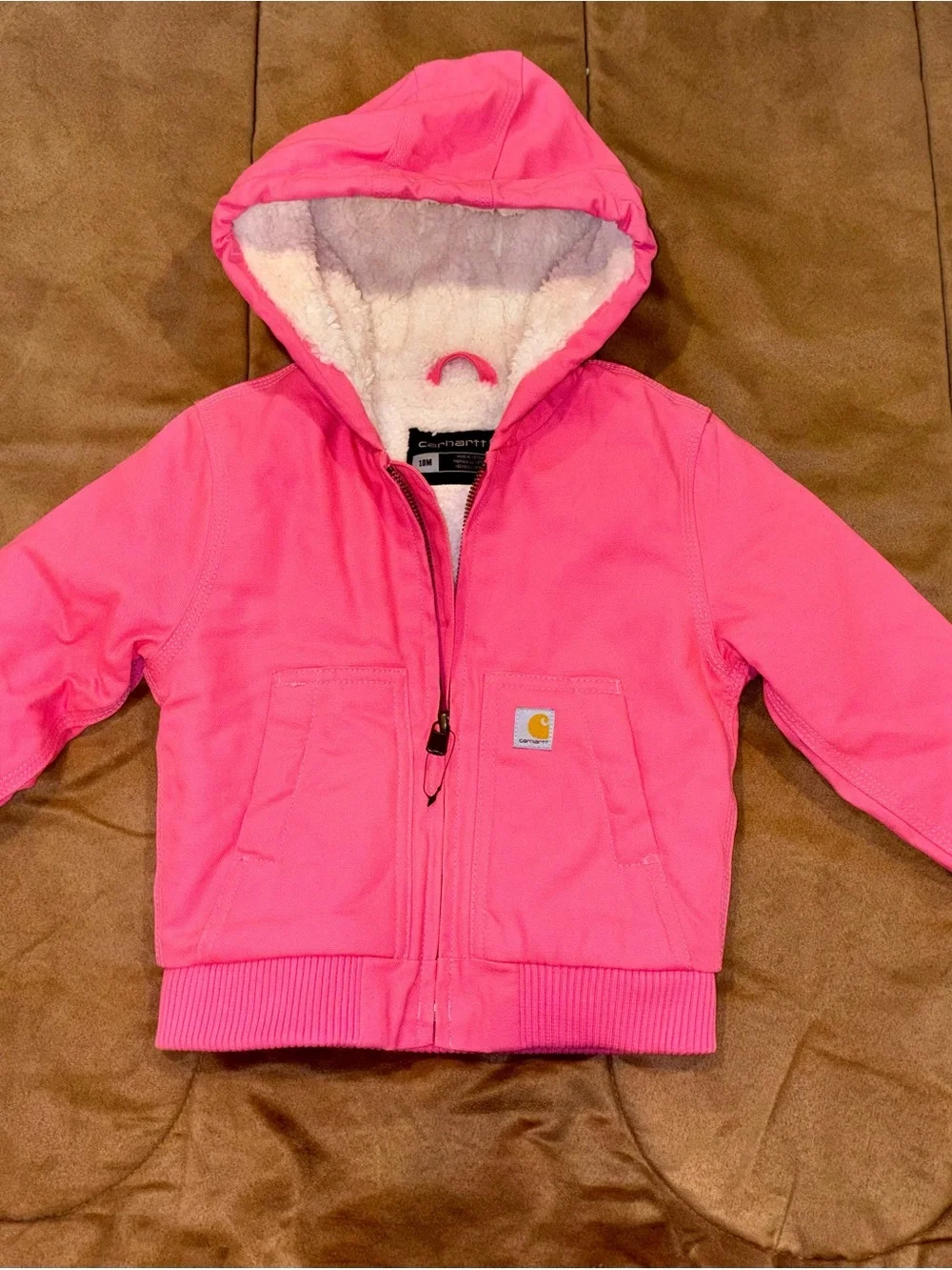 Carhartt Baby Girls Pink Jacket & Bib Overalls Set – Size 18M